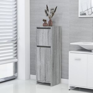 VidaXL-Badkamerkast-30x30x95-cm-bewerkt-hout-grij - onoma-eikenkleurig