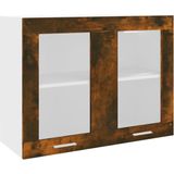 VidaXL-Wandkast-hangend-80x31x60-cm-glas-en-bewerkt-hout-gerookt-eiken
