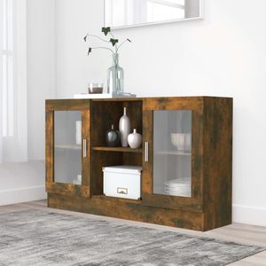 vidaXL - Vitrinekast - Hout - Gerookt Eikenkleurig - 120x30,5x70 cm