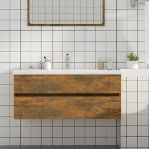vidaXL - Wastafelkast - Gerookt Eikenkleurig - Bewerkte Hout