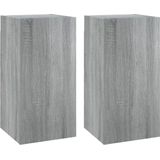 VidaXL TV-meubel 2 st 30,5x30x60 cm Bewerkt Hout Grijs Sonoma Eiken