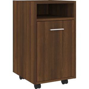 vidaXL Bijzetkast met wielen 33x38x60 cm bewerkt hout bruineikenkleur