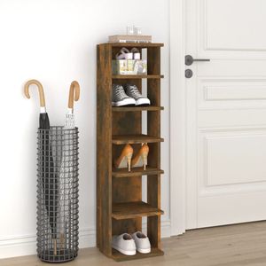 vidaXL - Schoenenrek - 27,5x27x102 - cm - bewerkt - hout - gerookt - eikenkleurig