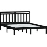 VidaXL Bedframe Massief Hout Zwart 120x190 cm - 4FT Small Double