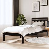 VidaXL Bedframe Massief Grenenhout Zwart 100x200 cm