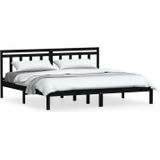 VidaXL Bedframe Massief Hout Zwart 180x200 cm 6FT Super King