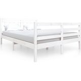 VidaXL Bedframe Massief Hout Wit 140x190 cm