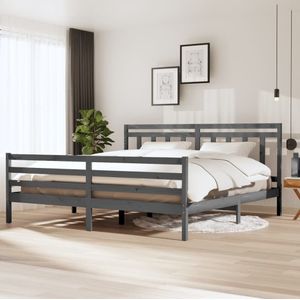 vidaXL Massivholzbett Grau 200x200 cm