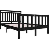 VidaXL Bedframe Massief Hout Zwart 120x190 cm - 4FT Small Double