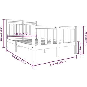 VidaXL Bedframe Massief Hout Zwart 120x190 cm - 4FT Small Double