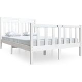 vidaXL Bedframe massief hout wit 135x190 cm