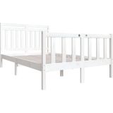 vidaXL Bedframe massief hout wit 135x190 cm