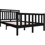 vidaXL Bedframe massief hout zwart 140x190 cm