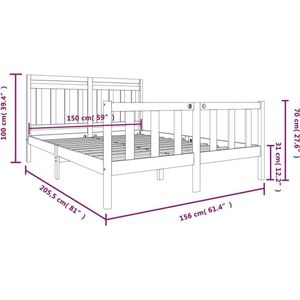 VidaXL Bedframe Massief Hout Honingbruin 150x200 cm - King Size