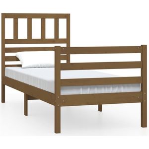 vidaXL - Bedframe - massief - hout - honingbruin - 90x200 - cm