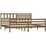 vidaXL Massivholzbett Honigbraun 200x200 cm