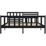 vidaXL Massivholzbett Schwarz 140x190 cm
