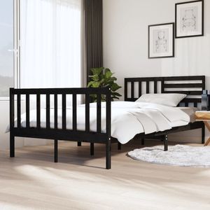 vidaXL-Bedframe-massief-hout-zwart-120x200-cm