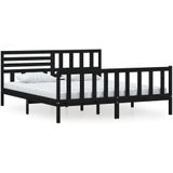 vidaXL Bedframe massief hout zwart 180x200 cm 6FT Super King