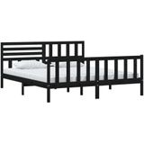 vidaXL Bedframe massief hout zwart 180x200 cm 6FT Super King