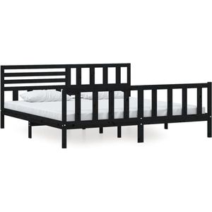 vidaXL - Bedframe - Zwart - Massief Hout - 200x200 cm