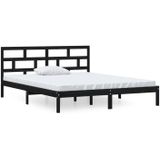 vidaXL Bedframe massief hout zwart 120x190 cm 4FT Small Double