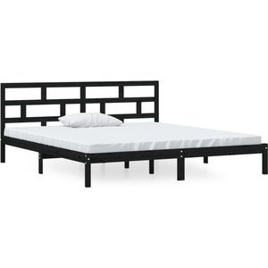 vidaXL Bedframe massief grenenhout zwart 140x190 cm