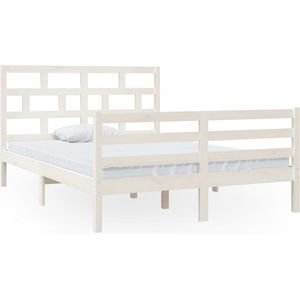 vidaXL-Bedframe-massief-grenenhout-wit-140x200-cm