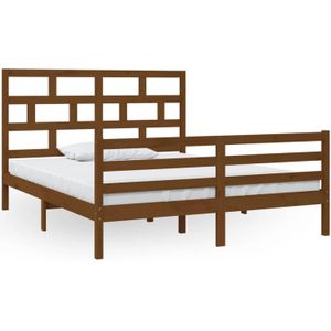 VidaXL Bedframe Massief Grenenhout Honingbruin 160x200 cm