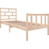 vidaXL Bedframe massief grenenhout zwart 75x190 cm