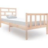 vidaXL Bedframe massief grenenhout zwart 75x190 cm