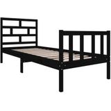 VidaXL Bedframe Massief Grenenhout Zwart 75x190 cm - 2FT6 Small Single