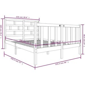 VidaXL Bedframe Massief Hout Honingbruin 120x190 cm - 4FT Small Double