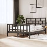 vidaXL - Bedframe - massief - grenenhout - grijsx200 - cm