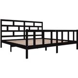 Massivholzbett Schwarz Kiefer 200x200 cm Vidaxl