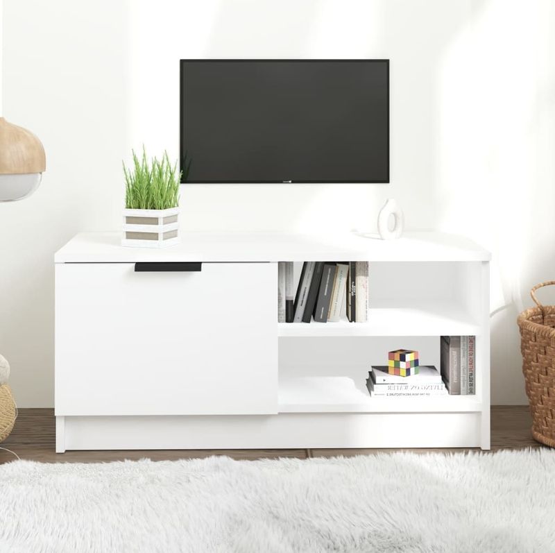 vidaXL TV-Schrank Weiß 80x35x36,5 cm Holzwerkstoff