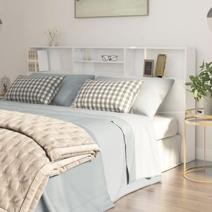 vidaXL - Hoofdbordkast - Hoogglans - Wit - 200x19x103,5 cm