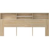 vidaXL Hoofdbordkast 220x19x103,5 cm wit en sonoma eikenkleurig