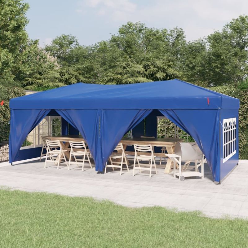 vidaXL Partytent inklapbaar met zijwanden 3x6 m blauw - 93542