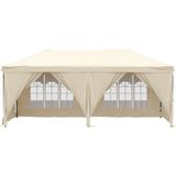 vidaXL - Partytent - inklapbaar - met - zijwanden - 3x6 - m - crèmekleurig