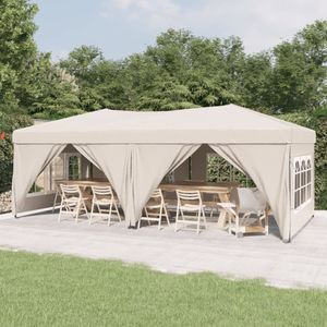 vidaXL - Partytent - inklapbaar - met - zijwanden - 3x6 - m - crèmekleurig