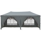 vidaXL - Partytent - inklapbaar - met - zijwanden - 3x6 - m - antracietkleurig