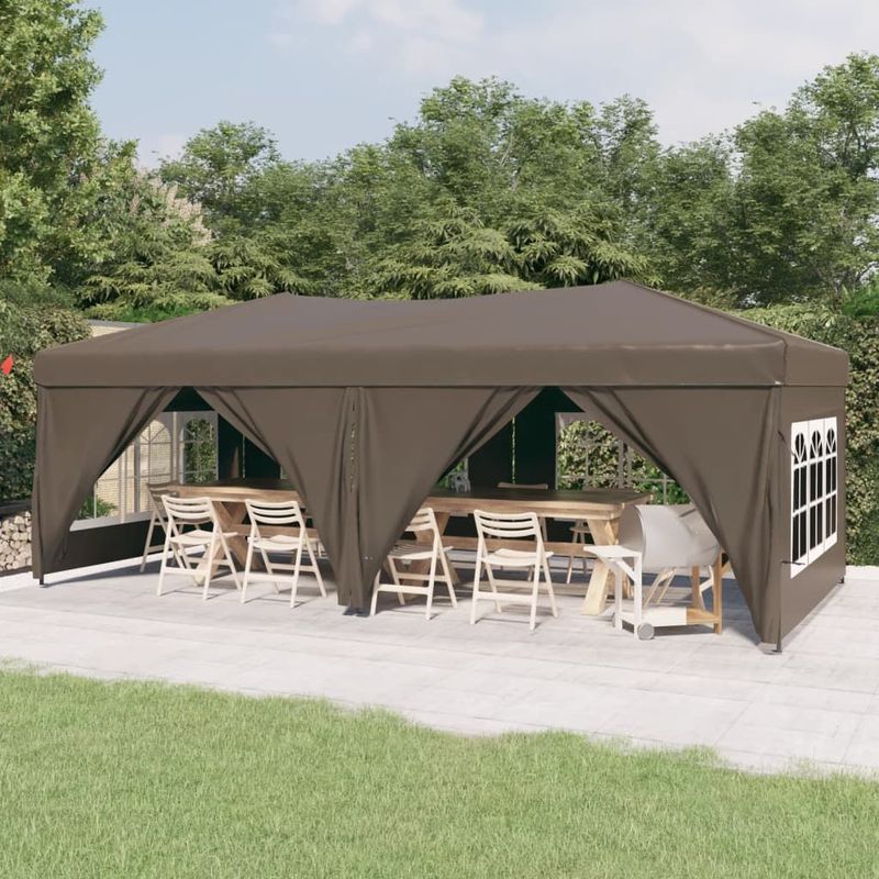 vidaXL Partytent inklapbaar met zijwanden 3x6 m taupe - 93547