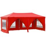 vidaXL - Partytent Inklapbaar - Rood - 210D Oxford Stof - Met Zijwanden