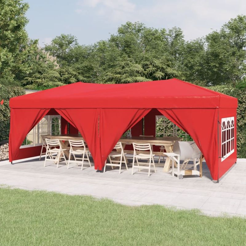 vidaXL - Partytent Inklapbaar - Rood - 210D Oxford Stof - Met Zijwanden