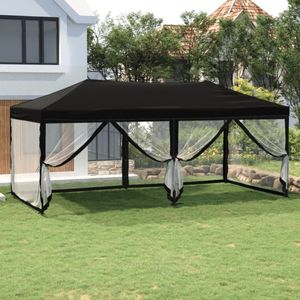 vidaXL - Partytent - inklapbaar - met - zijwanden - 3x6 - m - zwart