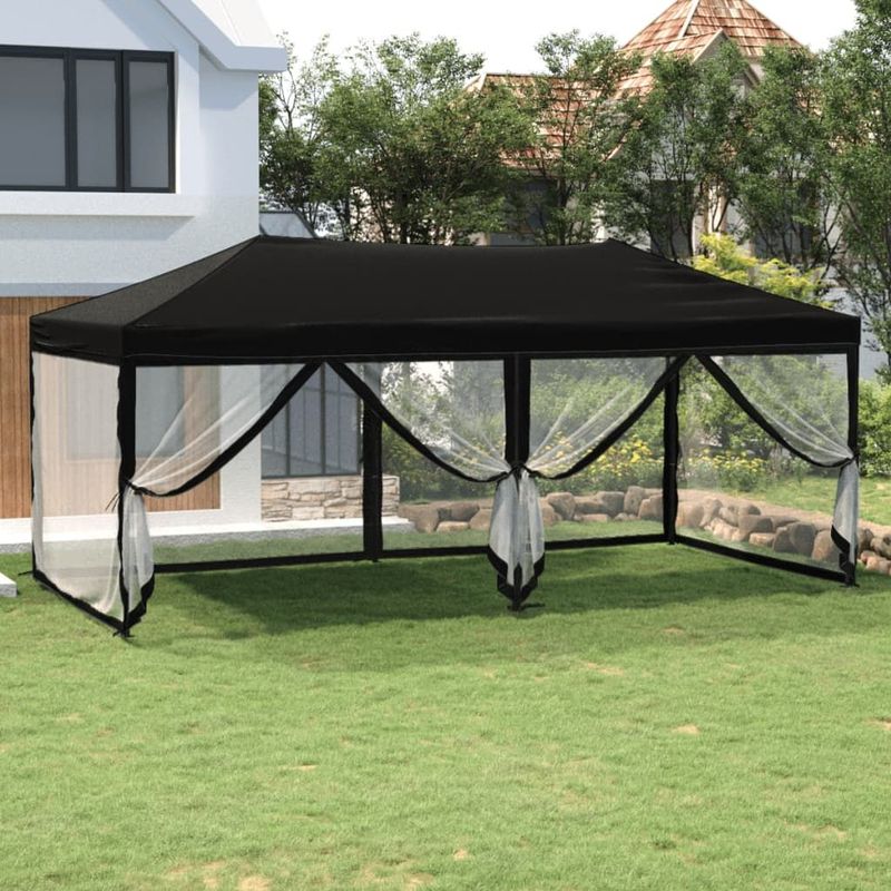 vidaXL - Partytent - inklapbaar - met - zijwanden - 3x6 - m - zwart