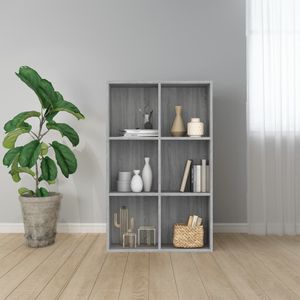 vidaXL Bücherregal/Sideboard Grau Sonoma 66x30x98 cm Holzwerkstoff