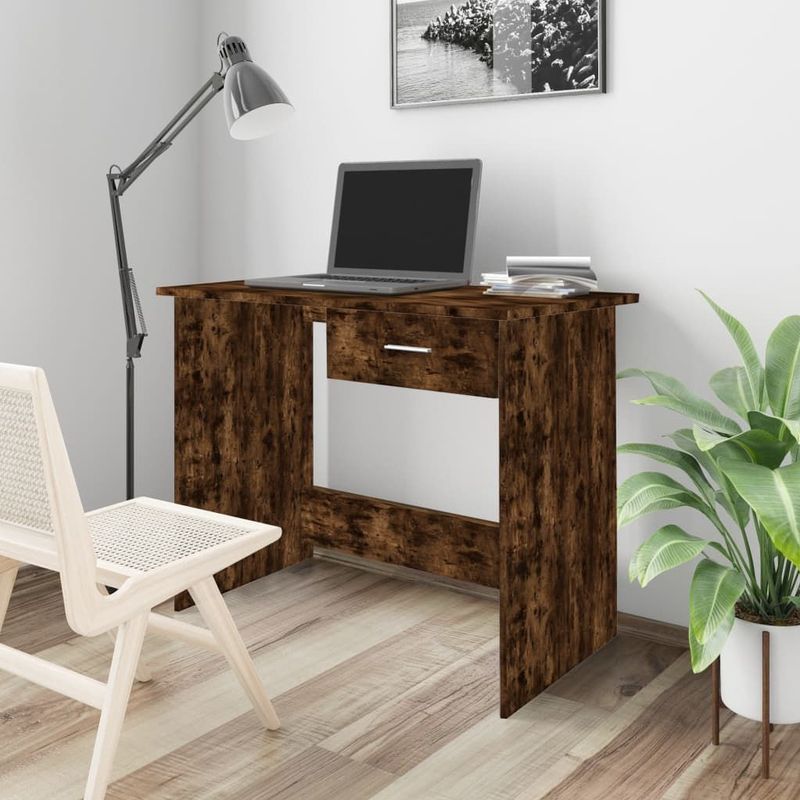 vidaXL Bureau - Gerookt Eiken - Bewerkte Hout