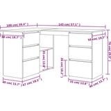 Haba - Hoekbureau - Gerookt Eiken - Bewerkt Hout - Ruime Opbergruimte
